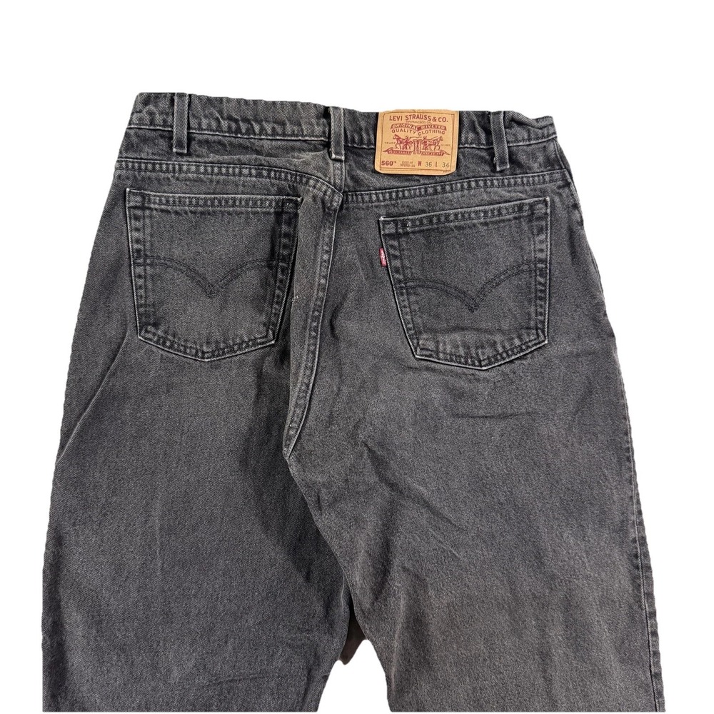 Vintage Levi's 560 Jeans Mens 36x34 Gray Charcoal Wash Relaxed Tapered Fit USA